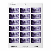 Winterdennenbos grayachtige paarse monochrom douan etiket (Full Sheet)