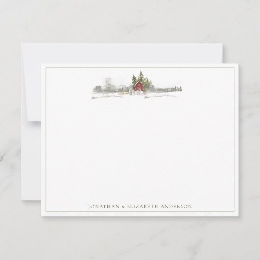 Winterdennenbos Minimalistische Notitiekaart Notitiekaartje (Voorkant)