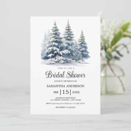 Winterdennenbos Sneeuw in Liefde Vrijgezellenfeest Kaart (Staand voorkant)