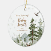 Winterdennenbos We verwachten ouders Keramisch Ornament (Links)