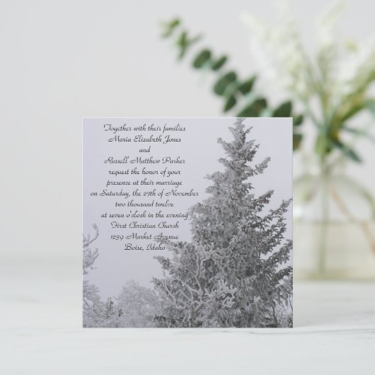 winterdenweddenschap met sneeuw kaart (Staand voorkant)