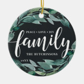 Winterdichtheid | Peace Love Joy Family Keramisch Ornament (Voorkant)