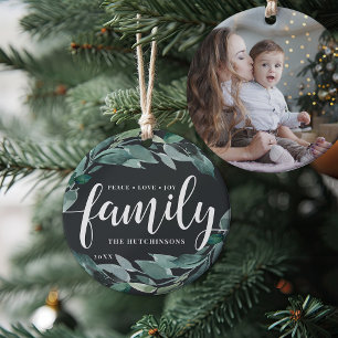 Winterdichtheid   Peace Love Joy Family Keramisch Ornament