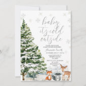 Winterdier Evergreen Trees Baby shower Kaart (Voorkant)