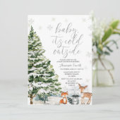 Winterdier Evergreen Trees Baby shower Kaart (Staand voorkant)