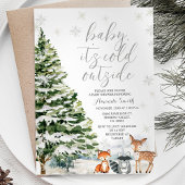 Winterdier Evergreen Trees Baby shower Kaart