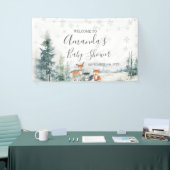 Winterdier Silver Sneeuwvlokken Baby shower Groot Spandoek (Beurs)