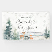 Winterdier Silver Sneeuwvlokken Baby shower Groot Spandoek (Horizontaal)