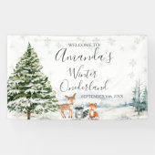 Winterdier Silver Sneeuwvlokken Baby shower Groot Spandoek (Horizontaal)