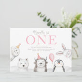 Winterdieren 1e verjaardag uitnodiging (Staand voorkant)