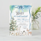Winterdieren Aurora Boog Coquette Jongens Baby Sho Kaart (Staand voorkant)