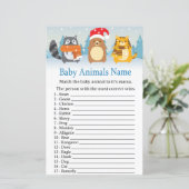 Winterdieren Baby Dieren Naam Spel baby shower (Staand voorkant)