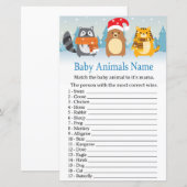 Winterdieren Baby Dieren Naam Spel baby shower (Voorkant / Achterkant)