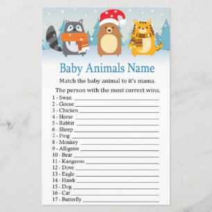 Winterdieren Baby Dieren Naam Spel baby shower