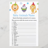 Winterdieren Baby Dieren Naam Spel baby shower (Voorkant)