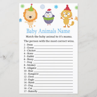 Winterdieren Baby Dieren Naam Spel baby shower