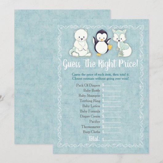 Winterdieren Baby raden het juiste prijsspel (Voorkant / Achterkant)