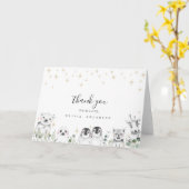 Winterdieren baby shower Dank u Kaart (Gele Bloem)