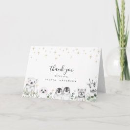Winterdieren baby shower Dank u Kaart