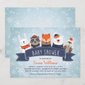Winterdieren Baby shower Uitnodiging (Voorkant / Achterkant)
