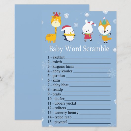 Winterdieren Baby-tekstrammer (Voorkant / Achterkant)