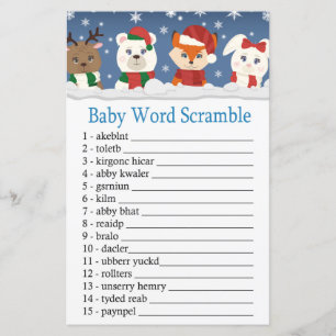 winterdieren Baby word scramble game