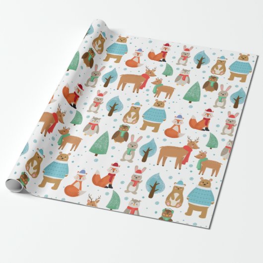 Winterdieren Cadeaupapier (Uitgerold)