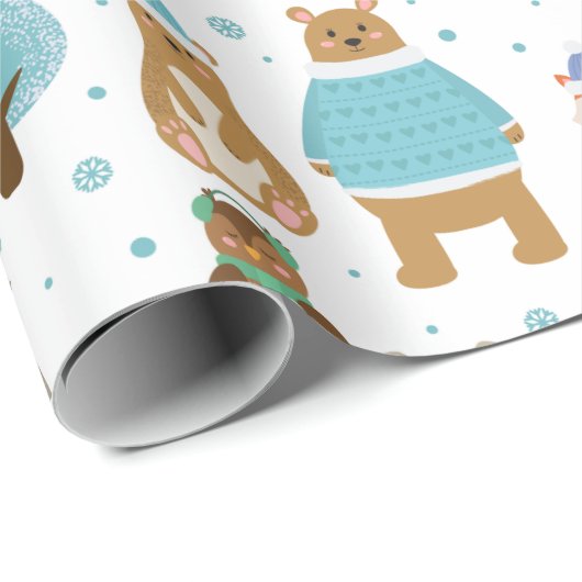 Winterdieren Cadeaupapier (Rol Hoek)