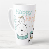 Winterdieren die Petten dragen Happy Joy-ous Latte Mok (Linkerhoek)