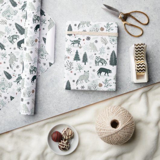 Winterdieren en kerstbos cadeaupapier (Crafts)