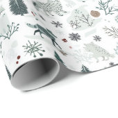 Winterdieren en kerstbos cadeaupapier (Rol Hoek)