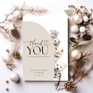 Winterdieren Genderneutraal Baby shower Bedankkaart