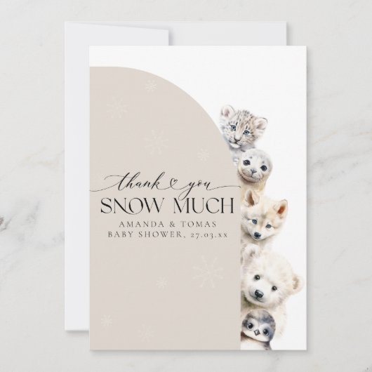 Winterdieren Genderneutraal Baby shower Bedankkaart (Voorkant)