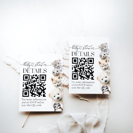 Winterdieren Genderneutraal Baby shower DETAILS Informatiekaartje