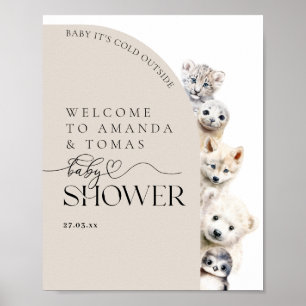 Winterdieren Genderneutraal Baby shower Foam Poster