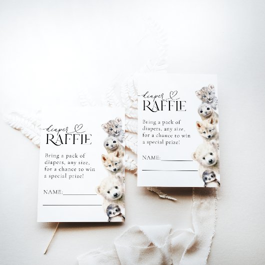Winterdieren Genderneutraal Baby shower Informatiekaartje