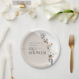 Winterdieren Genderneutraal Baby shower Papieren Bordje