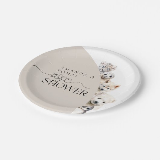Winterdieren Genderneutraal Baby shower Papieren Bordje (Gekanteld)