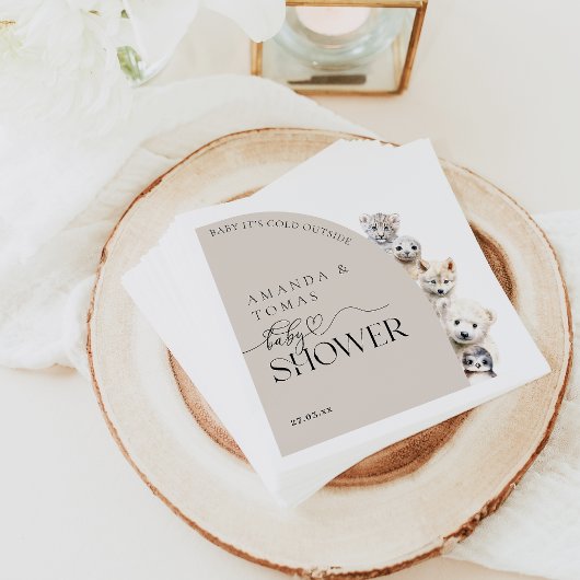Winterdieren Genderneutraal Baby shower Servet