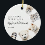 Winterdieren Geslachtsneutrale Baby Foto Keramisch Ornament<br><div class="desc">Maak kennis met de meest schattige Winterdieren Baby Cold Outside Baby shower extravaganza! Maak jij je klaar om de komende komst van een dierbaar kleintje te vieren te midden van het winterwonderland? Bereid je voor om betoverd te worden door de grillige charme van onze themauitnodiging die perfect de toon zet...</div>