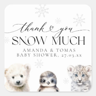 Winterdieren Geslachtsneutrale Bedankt Baby shower Vierkante Sticker
