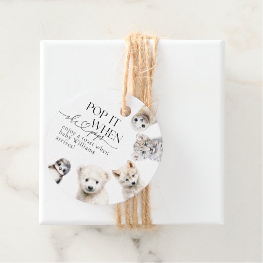 Winterdieren Geslachtsneutrale Poppen Baby shower Bedankjes Labels (In situ)