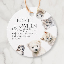 Winterdieren Geslachtsneutrale Poppen Baby shower Bedankjes Labels