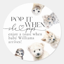 Winterdieren Geslachtsneutrale Poppen Baby shower Ronde Sticker