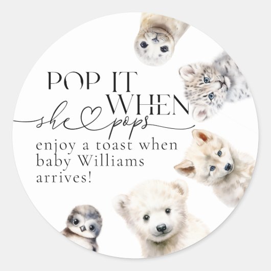 Winterdieren Geslachtsneutrale Poppen Baby shower Ronde Sticker (Voorkant)