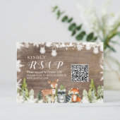 Winterdieren Hout Sneeuwvlokken Baby shower RSVP Bedankkaart (Staand voorkant)