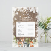 Winterdieren Hout Sneeuwvlokken Woord Scramble (Staand voorkant)