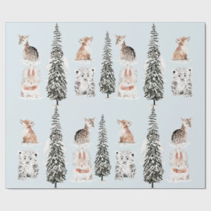 Winterdieren Icy Blue Baby Shower Cadeaupapier