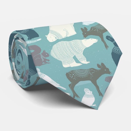 winterdieren in het wild stropdas (Opgerold)