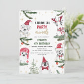 Winterdieren kerstfeest kaart (Staand voorkant)